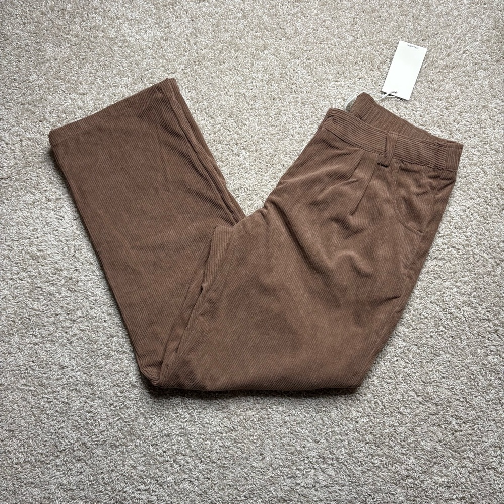 HALARA Brown Corduroy Straight Leg Pants